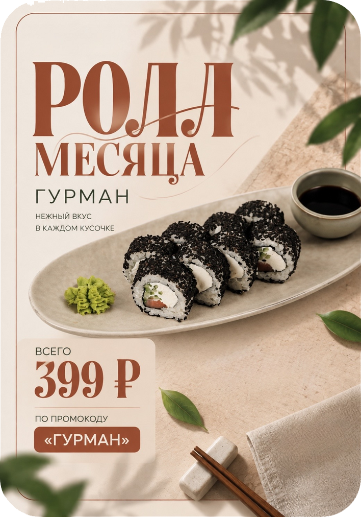 РОЛЛ «ГУРМАН» — ОСОБАЯ ЦЕНА В ОКТЯБРЕ